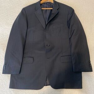 Hickey Freeman Black Subtle Pinstriped Two-Button Suit Jacket